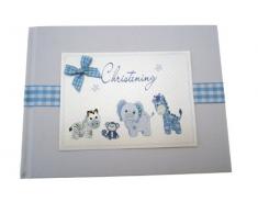 White Cotton Cards Album photo de baptême (Petit, bleu)