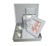 PMP Coffret Boîte à Souvenirs Cadre Photo + Empreinte Gris