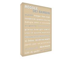 Feel Good Art KR1624-01IT Tableau sur Toile de Style Moderne avec Texte en Anglais « Règles des Enfants » 40 x 60 cm Beige