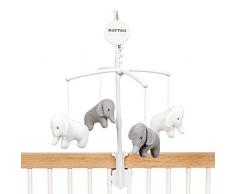 Nattou Mobile Musical Avec Éléphants, Tembo, Berceuse DouceLa-Le-Lu, 37 x 31 x 9 cm, Blanc/Gris