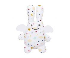 TROUSSELIER - Jouet Premier Age - Ange Lapin avec Hochet 12 cm - Idéal Cadeau de Naissance - Lavable en Machine - Colori Etoiles