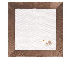 Nattou Tapis dÉveil Ours Basile pour le Parc, 100 x 100 cm, Mia et Basile, Blanc à pois/Brun