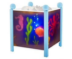 TROUSSELIER - La Mer - Veilleuse - Lanterne Magique - Idéal Cadeau Enfant - Dessin animé - Lumière rassurante - Couleur Bois Bleu - Ampoule 12V 10W inclue - Prise Elec. EU