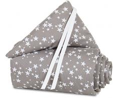 babybay Tour de Lit en Piqué Convient pour Modèle Maxi Boxspring Comfort/Comfort Plus Taupe avec Étoiles Blanc 1 Unité