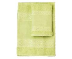 Filet - Set de serviettes avec invité 100% éponge de coton teinte unie avec insert en toile Aïda à broder - Vert