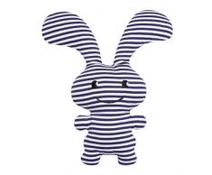 TROUSSELIER - Doudou avec Hochet - Funny Bunny - 24 cm de haut - Moderne Chic - Idéal Cadeau de Naissance - Lavable en Machine - Colori Marinière Bleu et Blanc