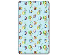 Drap-Housse 100 % Coton avec Motif imprimé pour lit bébé Junior 160 x 70 cm (hiboux Bleu)