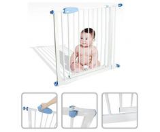 Todeco - Barrière de Sécurité pour Bébé, Barrière Ajustable pour Porte - Largeur: 74-87 cm - Hauteur: 74 cm - Extension de 81 à 94 cm, Blanc