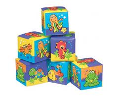 Playgro Cubes Souples pour le Bain, 6 Pièces, Avec des Animaux Multicolores, À partir de 6 Mois, Dimensions : 7 x 7cm, Multicolore, 40093