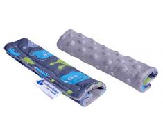 Minky Medi Partners Paire de coussinets dépaules pour siège auto de bébé 100% coton 18 x 13 cm Double face Buggy Sportwagen Auto (créatures avec gris minky)