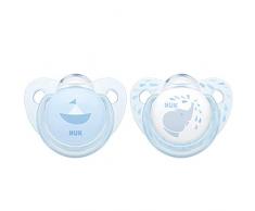 NUK Sucettes Physiologiques Silicone 6 18 Mois Bleu Lot de 2