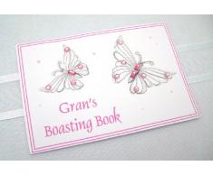 White Cotton Cards Petit album photo Motif papillon Rose