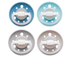 Sucette en latex NIP CHERRY: sans BPA, taille 1, 0-6 mois, couleur bleu/gris/turquoise/brun terreux (4 pièces)