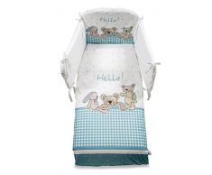 Italbaby Poney Hello Parure de lit, Bleu clair/blanc, 4 pièces