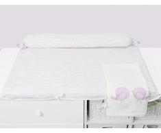 Tots by Smart Rike 250–108 Housse de matelas à langer, Classic, avec extra Traversin, jersey 100% coton, 80 x 58 x 4 cm rose de melange