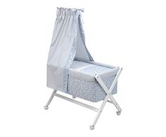 Cambrass Petit Berceau Pieds X en Bois + Ciel de Lit Star Bleu 55 X 87 X 74 cm