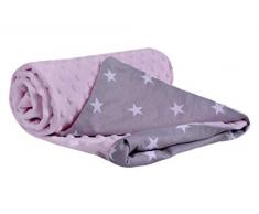 Medi Partners Tapis déveil 100% coton 75 x 100 cm Double face multifonctionnel Minky Couverture pour poussette douce Motif étoiles blanches avec roses