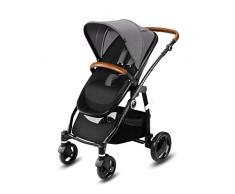 cbx Poussette Combinée Leotie Lux avec Siège Luxueux Réversible, Accessoires en Cuir et Nacelle Pliable pour Nouveau-Nés, Habillage pluie inclus, Dès la Naissance jusquà 15 kg, Comfy Grey