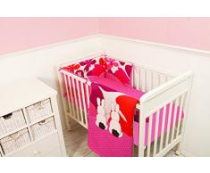 Tots by Smart Rike 240–102 Parure de lit Joy Rabbit, comprenant Couverture, Tour de lit, 100% En Coton Satin, garnissage 100% PES, Quilt : 100 x 120 cm, tour de lit : 32 x 176 cm drap-housse 140 x 70 cm Rose