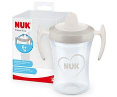 NUK Tasse d’Apprentissage Trainer Cup | Bec verseur souple antifuites | 6+ mois | Sans BPA | 230 ml | Cœur (Neutre)