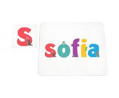 Little Helper Napperon avec Coaster Style Illustratif Coloré avec le Nom de Jeune Fille Sofia