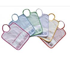 Bubabù - BAV275 - Lot de 6 Bavoirs avec élastique à broder - Amis du Bosque - Grands Bavoirs en éponge - 100% coton - Fabriqué en Italie - 29 x 32 cm