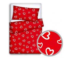 Babymam Parure de lit 2 pièces pour bébé Motif cœurs blancs sur fond rouge