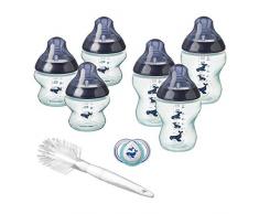 Tommee Tippee Biberon Kit Naissance Closer To Nature, Valve Anti-Colique, Tétine Souple, Blanc Et Décoré