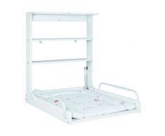 roba Table à langer murale blanche, roba Table à langer pliable et sûr, avec matelas à langer en pvc sans phtalates avec motif ‘Dancing Bird’, HxLxP : 79x63x19cm.