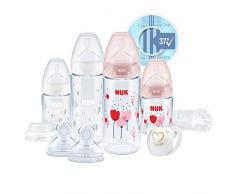 NUK First Choice+ Perfect Start Ensemble Biberon/Sucette Genius Tétines en Silicone Contrôle de Température sans BPA Rose Fille 10 0-18 Mois