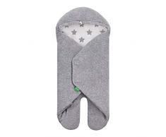LLULANDO Couverture enveloppante en velours pour coque bébé BULI, 90x80, couverture enveloppante, produit pour enfant/bébé, adapté aux enfants, pour garçons, pour filles (Grey - Grey Stars / White)