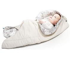 Wallaboo Babynomade Couverture enveloppante Leaf,Couverture pour Bébé, Pratique et élegante, Daim microfibre extra douce, 85 x 85 cm, Couleur: Ecru