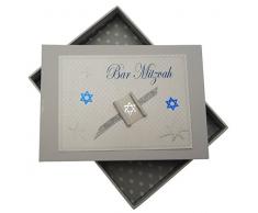 White Cotton Cards Carte de bar Mitzvah Mini Album Photo Cadeau Juif (garçons)