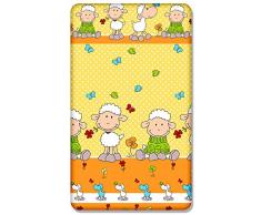 Drap-housse 100% coton avec motif imprimé pour bébé Lit Junior 160 x 70 cm (Mouton Jaune)