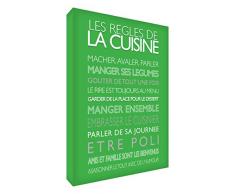 Feel Good Art Toile sur Cadre Art Mural de Style Moderne/Typographique Règles de Cuisine Vert 91 x 60 x 4 cm Extra Grande