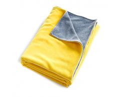 mundo melocotón Couverture en Velours pour Lit Bébé Jaune/Gris Chiné