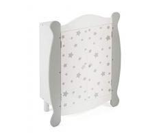 Penderie poupée Star Gris avec tringle à vêtements et arceau Armoire poupée Gris