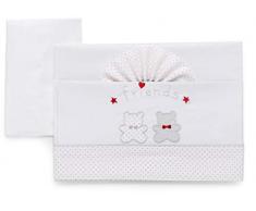 Italbaby Parure de lit brodée 3 pièces Motif landau Rouge 200 g