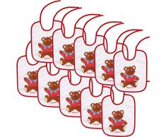 Playshoes 509978 Lot de 10 bavoirs en forme dours Rouge