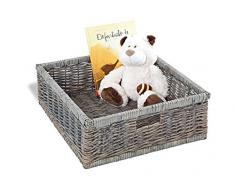 Pinolino 568602 Boîte de rangement en osier tressé à la main Gris-brun laqué