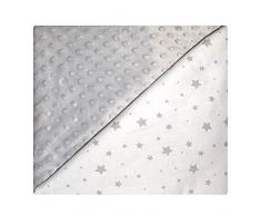 Sevira Kids - Couverture plaid - Bébé et Enfant - Minky - Ultra Douce - Fabriqué en Europe - Entretien Facile - Cadeau Naissance Naissance - Gris étoiles