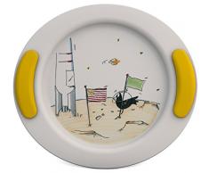 Ornamin Assiette Plate pour Enfants Ø 25 cm Astronaute/Jaune (Modèle 301) / assiette bébé, assiette enfants, assiette plastique