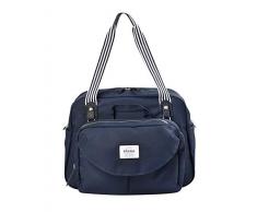 BÉABA, Sac à Langer Genève II, Modulable, Grande contenance, Rangements multiples, Pochette avant amovible, Matelas à langer, Pochette repas isotherme, Système attache poussettes, Bleu Marine