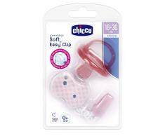 Chicco Sucette Physio Soft Silicone 16-36m + Attache-Sucette Chaînette Rose