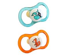 Esska Happy Sucette en latex Orange/Bleu Lot de 2