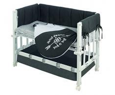 roba Berceau Babysitter 3 en 1 de la collection Rock Star Baby 3, utilisable comme cododo, petit lit et banc, bois laqué en blanc;inclus en livraison sont un matelas, le tour de lit