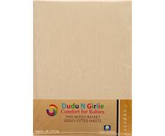 Dudu N pour couffin Jersey de coton Drap-housse, 28 -36 cm/75 cm, 2 pièces, crème