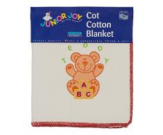 Junior Joy Bébé Couverture en Coton Ours Bleu