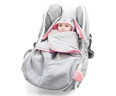Wallaboo - Couverture Enveloppante Animal - Multi-Usages - pour Coques Bébé/Sièges Auto/pour Landaus/Poussettes ou Lits Bébé - 90 cm x 70 cm - Cotton - gris claire