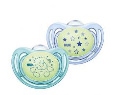 NUK 10177144 Freestyle Night Lot de 2 tétines en silicone Vert et bleu 18-36 mois